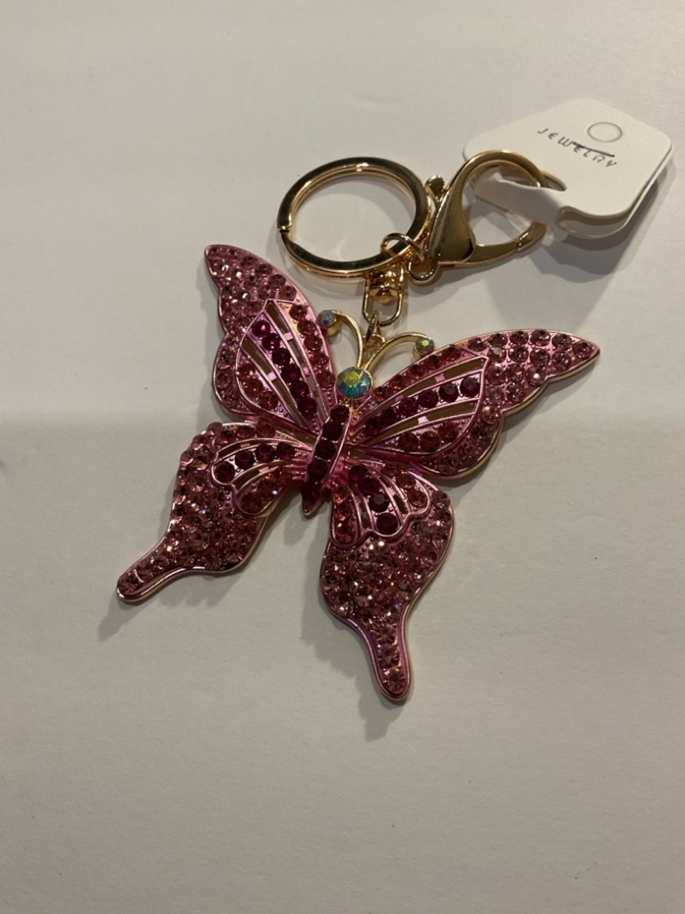 Pink Crystal Butterfly Keychain - Picture 3 of 5
